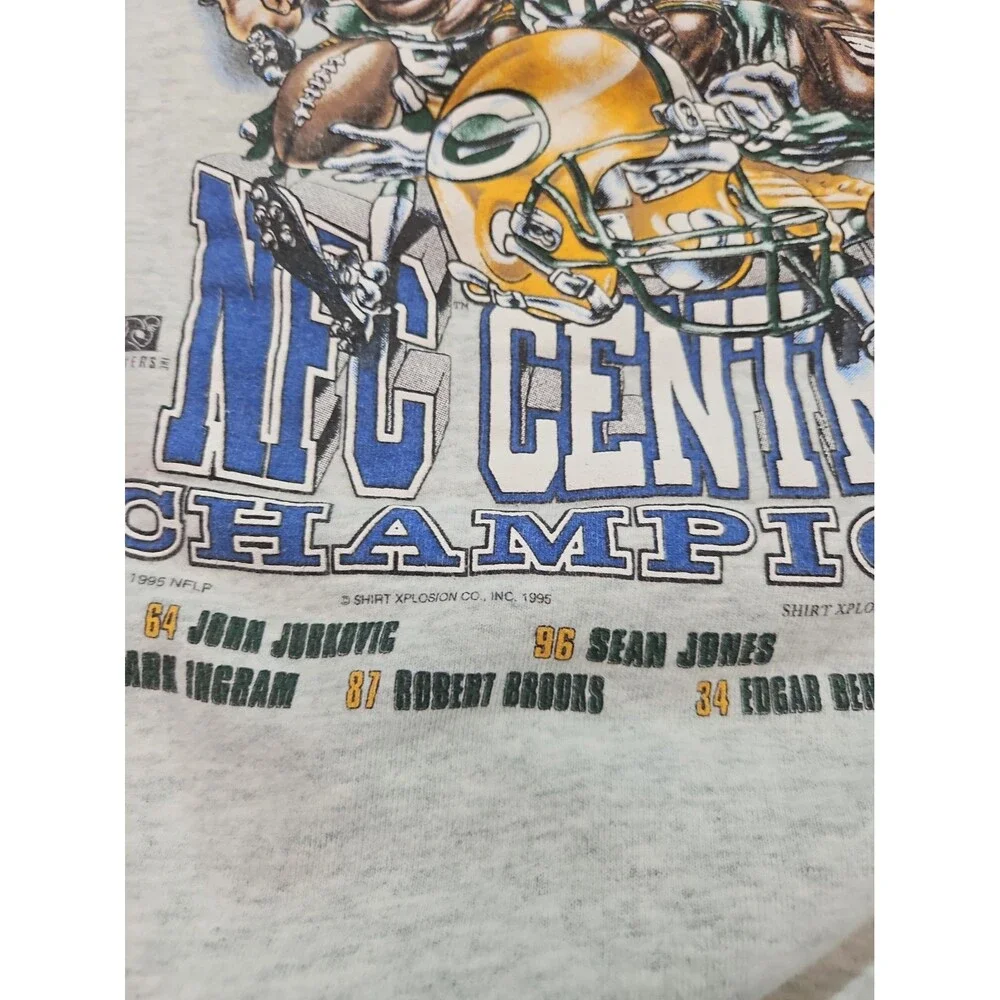 Vtg 1995 Green Bay Packers Sweatshirt XL Fruit of the Loom NFC Caricature 90s